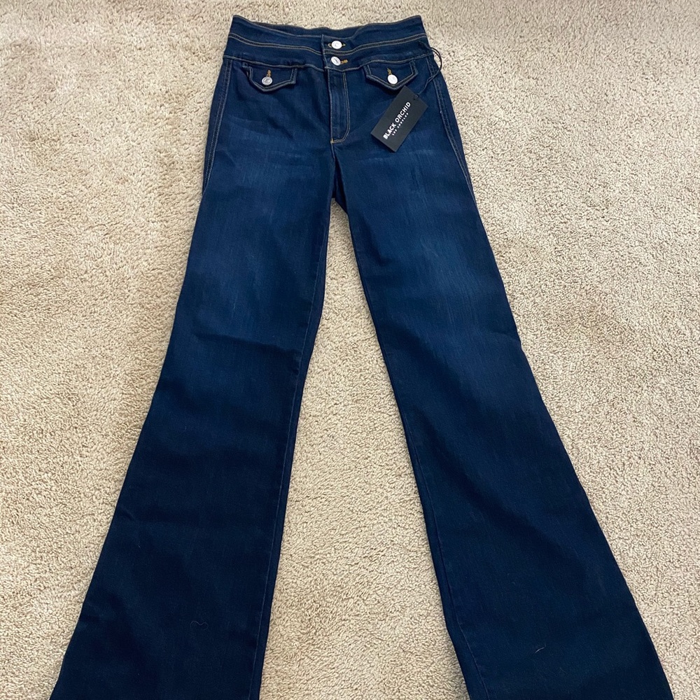Black orchid flared denim